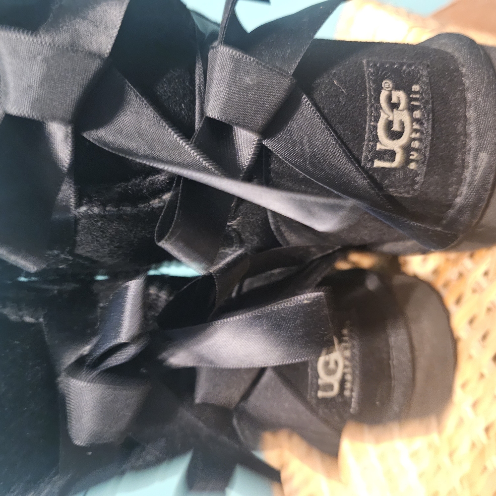 UGG Black Winter Boots with Bailey Bows